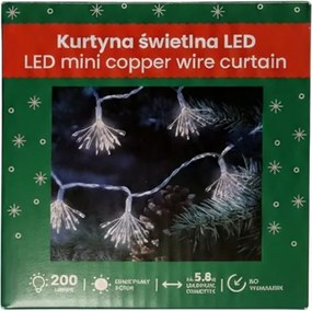 Fényfüggöny Lámpák Hidegfehér Karácsonyi 5,9m 200 Led 200-cw