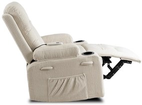 Elektromosan Vezérelhető Masszázsfunkciós Relaxfotel Bézs Kordbársony Kárpittal. BOX 2