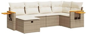 vidaXL 6 részes bézs polyrattan kerti ülőgarnitúra párnával
