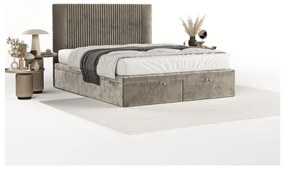 Bézs kárpitozott ágyneműtartós franciaágy 180x200 cm Mavel – Maison de Rêve