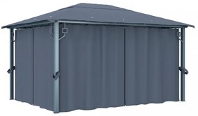 antracitszürke alumíniumpavilon függönnyel 400 x 300 cm