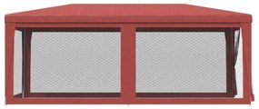 piros HDPE rendezvénysátor 6 hálós oldalfallal 3 x 6 m