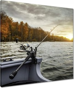 Vászonkép 60x60 Horgászat a csónakból Halak