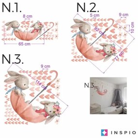 INSPIO Esernyő nyuszikkal - Matrica gyerekszobába