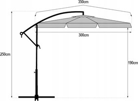 Összecsukható kerti napernyő ARCADIA 300 cm, szürke