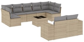 vidaXL 10 részes bézs polyrattan kerti ülőgarnitúra párnával