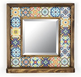 Fali tükör polccal kő kerettel 32.5x33 cm – Wallity