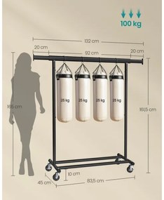 Mobil állványos ruhafogas LINEA, fekete