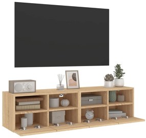 2 db sonoma tölgy színű szerelt fa fali TV-szekrény 60x30x30 cm