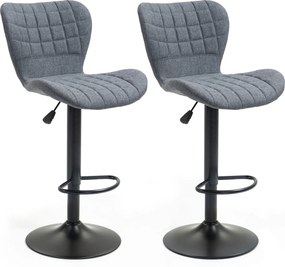 HOMCOM 2 db Bárszék Szett Ívelt Gombos Támlával Állítható Ülésmagasság 61-81 cm 360°-ban Forgatható Velúr Lábtartó Szürke | Aosom