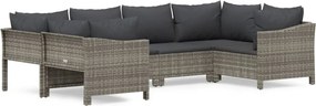 vidaXL 6 részes szürke polyrattan kerti ülőgarnitúra párnákkal