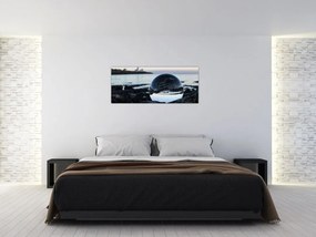 Egy üveggömb képe a sziklán (120x50 cm)