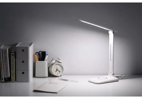 Immax 09107L - LUMI LED asztali lámpa, fényerőszabályozható, vezeték nélküli QI töltéssel, LED/7W/230V, fehér