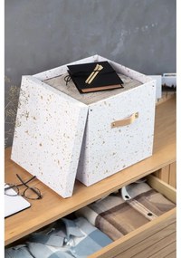 Logan aranyszínű-fehér tárolódoboz - Bigso Box of Sweden