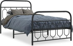 vidaXL fekete fém ágykeret fej- és lábtámlával 107 x 203 cm
