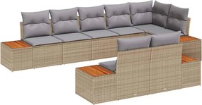 vidaXL Kerti Kanapé Szett párnával 8 pcs Bézs Poli rattan