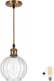 BRILAGI - LED csillár kábellel RETRO GLASS 1xE27/60W/230V Ø 18 cm arany/tiszta