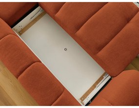 Téglavörös kinyitható-tárolóhelyes sarokkanapé (jobb oldali-heverő résszel) Fuji – Bobochic Paris