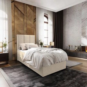 Kárpitozott boxspring ágy MERALIS 100x200 cm bézs Matrac: Bonell rugós matrac