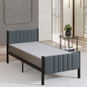 Egyszemélyes fémágy LUNOR 90x200 cm antracit teherbírás 120 kg