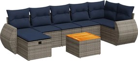vidaXL 8 részes szürke polyrattan kerti ülőgarnitúra párnákkal