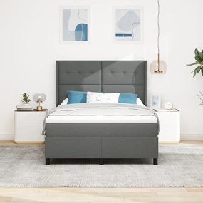 Boxspring Ágy Matrac nélkül Sötétszürke 160x200 cm Szövet