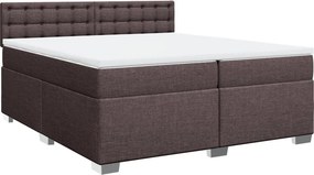 vidaXL sötétbarna szövet rugós ágy matraccal 200 x 200 cm