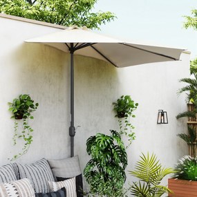Outsunny Fél Napernyő - Balkon Napernyő 5 Fémtartóval 2,93 x 1,5 x 2,49 m Magas Sűrűségű Poliészter Krémszín | Aosom