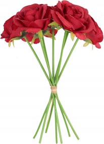 Csokor 7 Rózsa 37CM Piros Színű Művirág Élő Váza