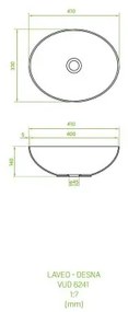Laveo Desna, mosogató 41x33 cm, ovális asztali mosogató, fehér, LAV-VUD_6241