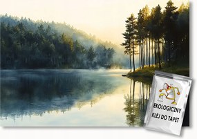 Fotótapéta Flizelina Tájkép Erdő Tó Nap Tükröződés Köd 100x75 ragasztó