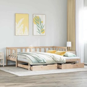 kihúzható heverő fiókokkal matrac nélkül 90 x 190 cm