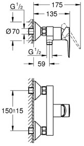 GROHE 24197001 - START EDGE zuhanycsaptelep DN 15, fényes króm