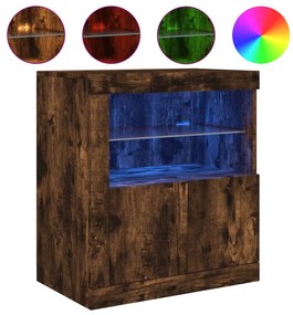 füstös tölgy színű tálalószekrény LED-ekkel 60,5 x 37 x 67 cm