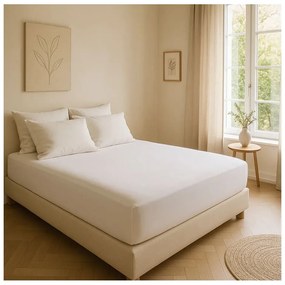Fehér gumis renforcé pamut lepedő 200x140 cm Ranforce – Mila Home Luxury