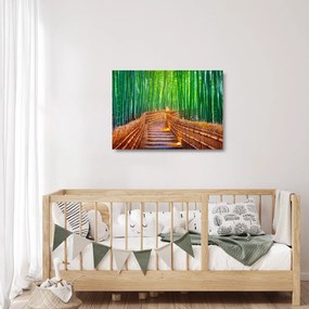 Kép - Japán bambusz erdő (üvegen) (70x50 cm)