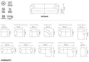 Narancssárga bársony sarokkanapé (jobb oldali) Moana – Makamii