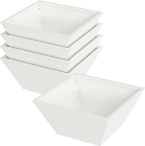 vidaXL Kerti cserép 5 pcs Fehér 35 x 35 x 15 cm Hidegen hengerelt acél