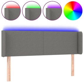 sötétszürke szövet LED-es fejtámla 147 x 16 x 78/88 cm