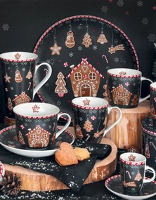 Porcelán tortatál lapáttal, 32cm, dobozban, Gingerbread
