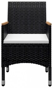 9 részes fekete polyrattan és akácfa kerti étkezőgarnitúra