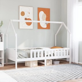 fehér tömör fenyőfa házikó gyerekágykeret 90 x 200 cm
