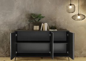 CITY Háromajtós komód, fekete, laminált vázzal és előlapokkal
