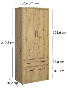 Ruhásszekrény Andra 4D1S/40 (artisan tölgy). 1052752
