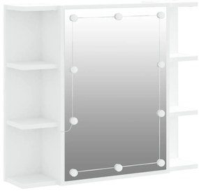 fehér tükrös szekrény LED-ekkel 70 x 16,5 x 60 cm
