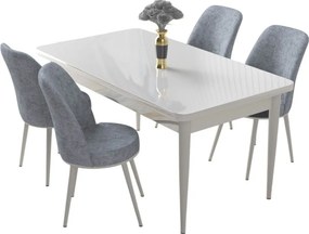 Nil étkezőgarnitúra, fehér-szürke, 110 cm