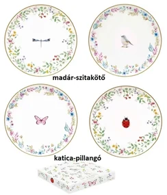Porcelán desszertes tányér szett 2 db-os díszdobozban Fancy Garden / Madárka-szitakötő