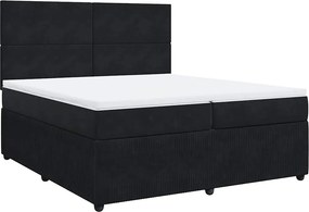 vidaXL fekete bársony rugós ágy matraccal 200x200 cm