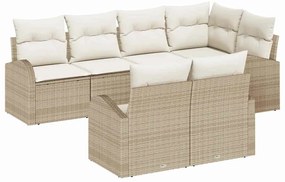 vidaXL Kerti Kanapé Szett párnával 7 pcs Beige és Fehér polirattan
