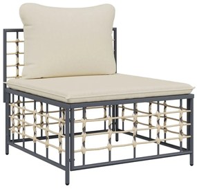 vidaXL 7 részes antracitszürke polyrattan kerti ülőgarnitúra párnákkal